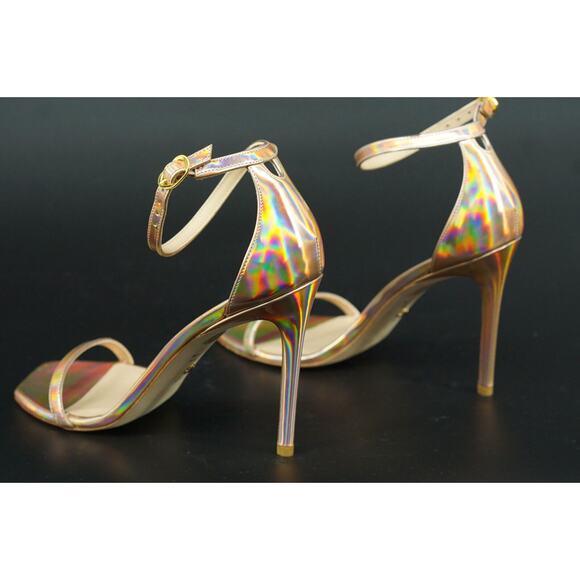 Stuart Weitzman Nudistcurve 100 Hologram Ankle Strappy Sandals Size 10 $475 pink - Picture 10 of 11